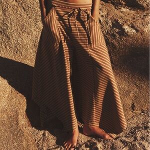 Free People Striped Wide-Leg Pants